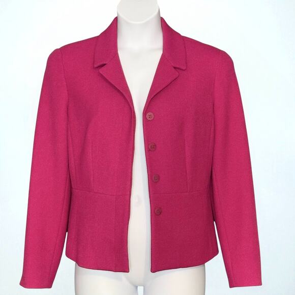Coldwater Creek Blazer Jacket Sz M 10-12 Berry Pink Textured Lined Button Career - Picture 2 of 12
